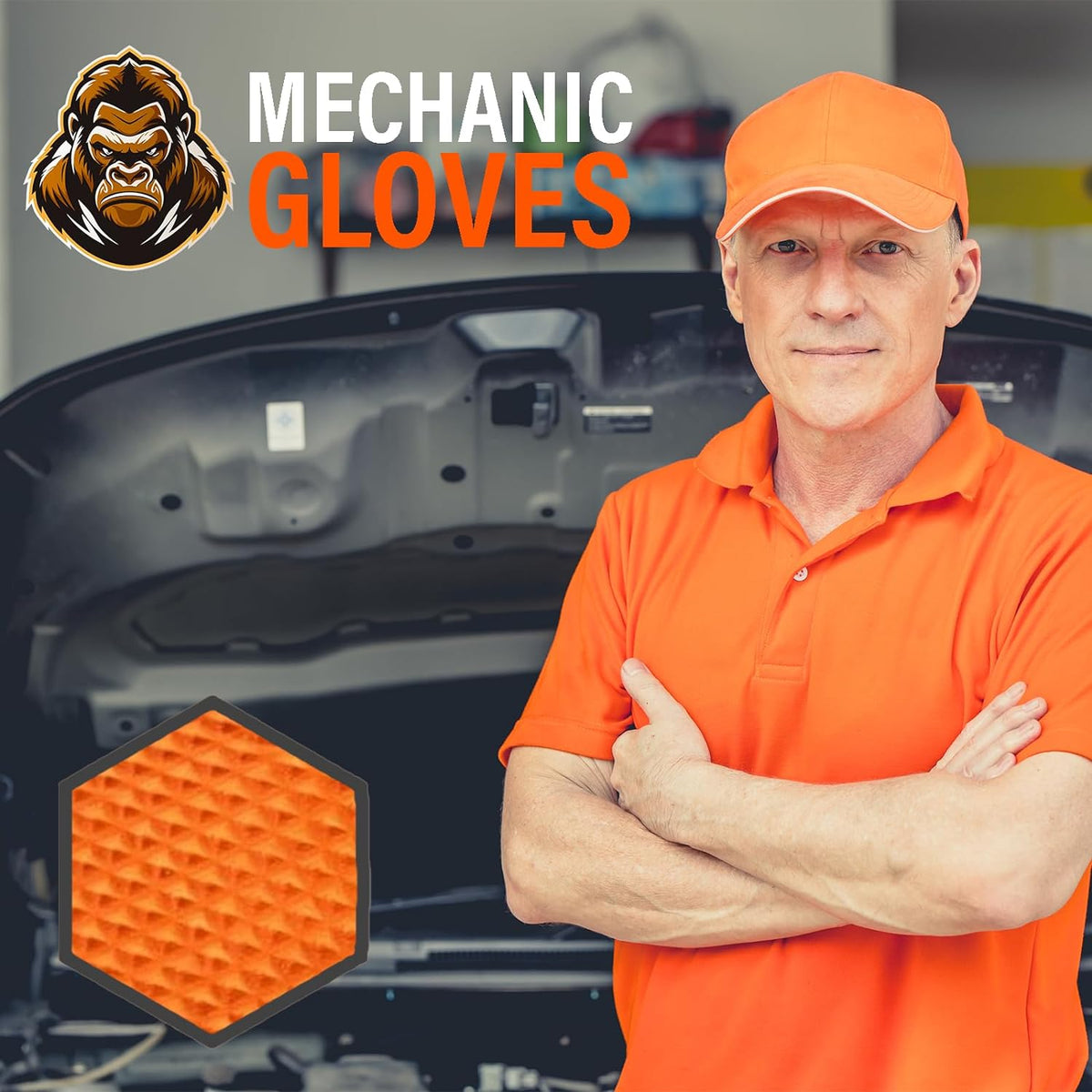 Xtremeauto Nitrile Gloves: Heavy-Duty Diamond Grip Disposable Gloves in Orange - Latex-Free, Powder-Free, and Extra Strong